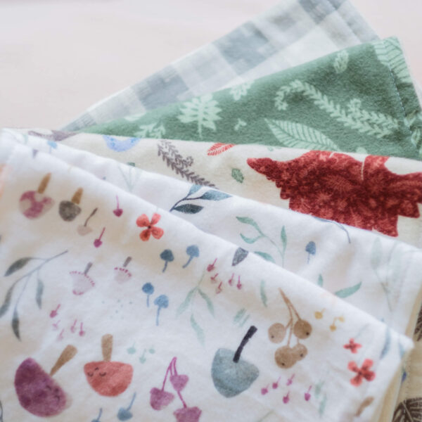 100% Organic Cotton Burp Cloths, handmade