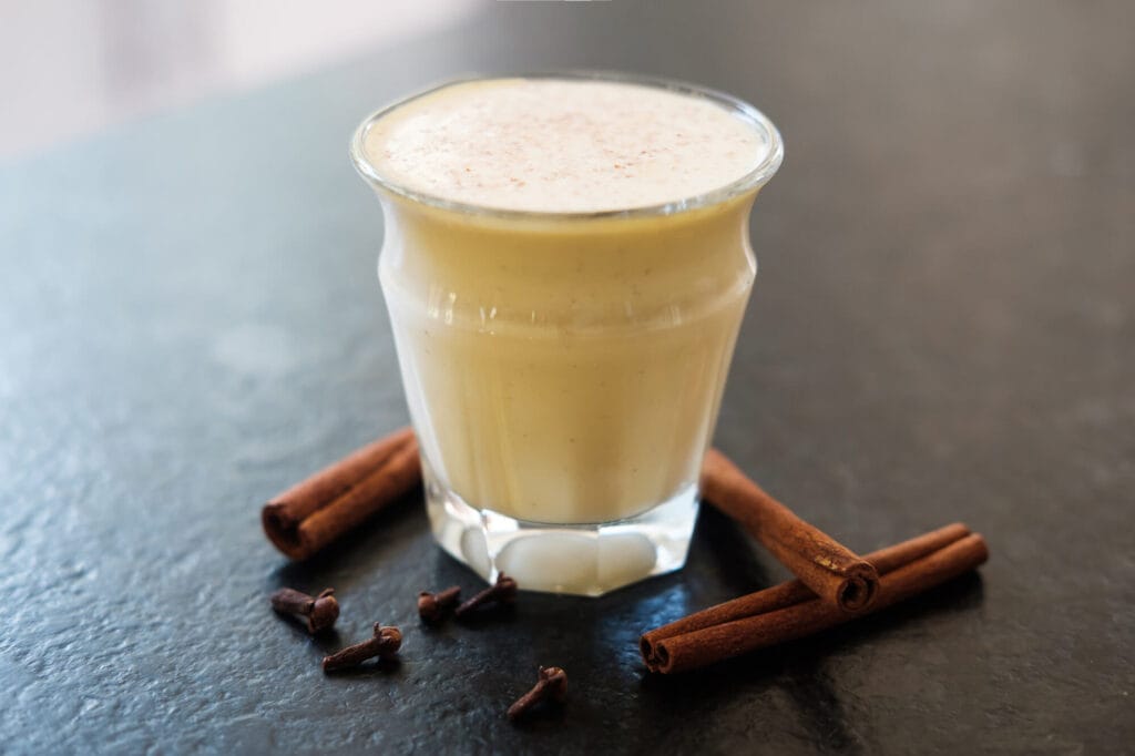 Homemade Eggnog with optional alcohol