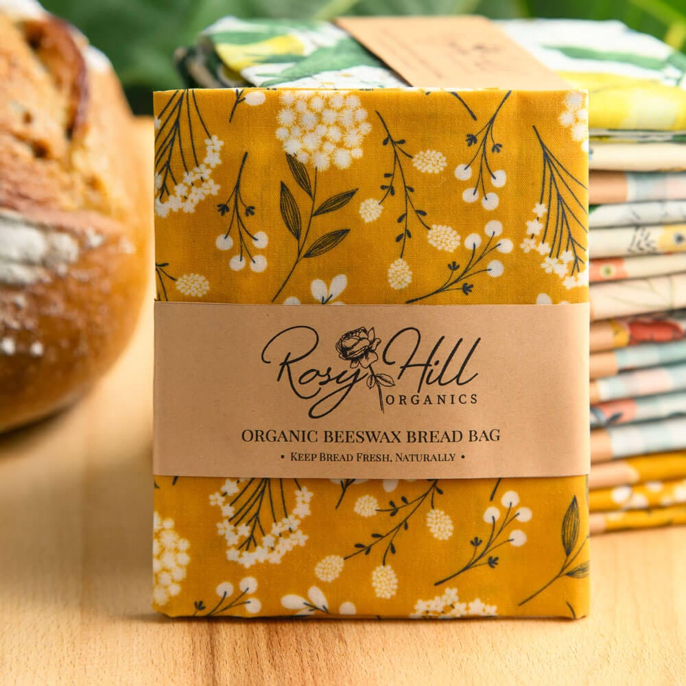 Organic Beeswax Bread Bag - Yellow Poppies