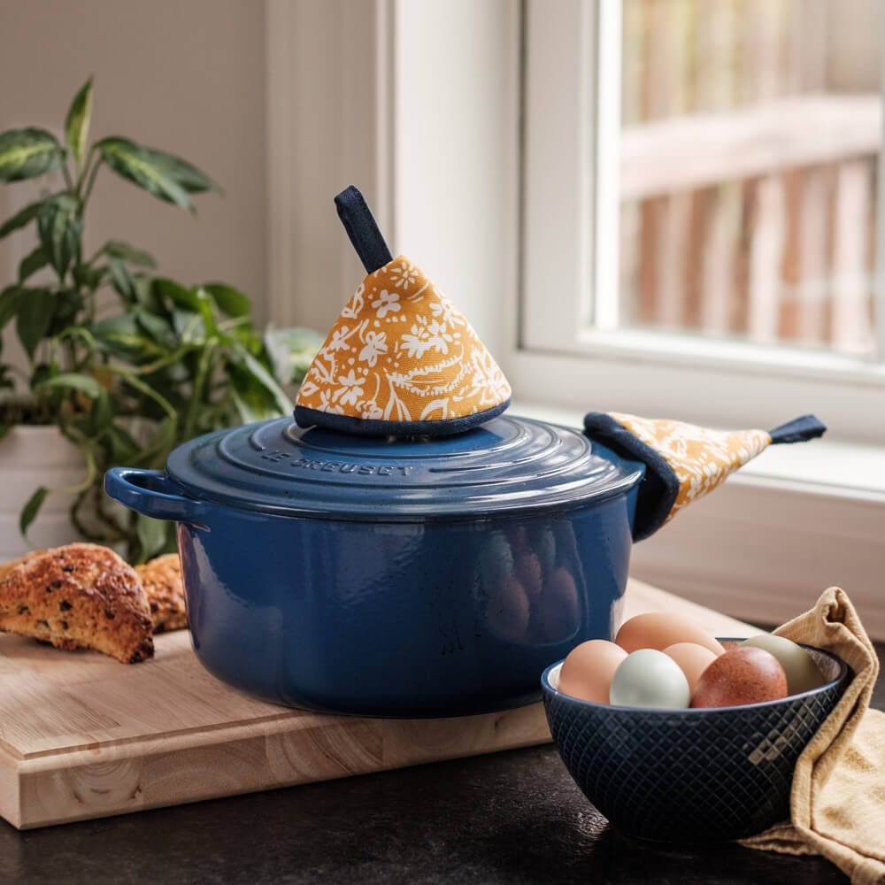 Handmade Dutch Oven Mitt Set - Yellow Flowers