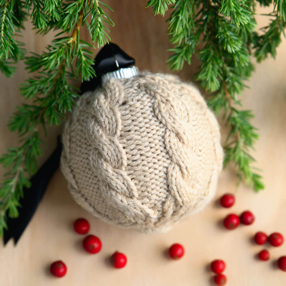 Cable Knit Bobble - Tan