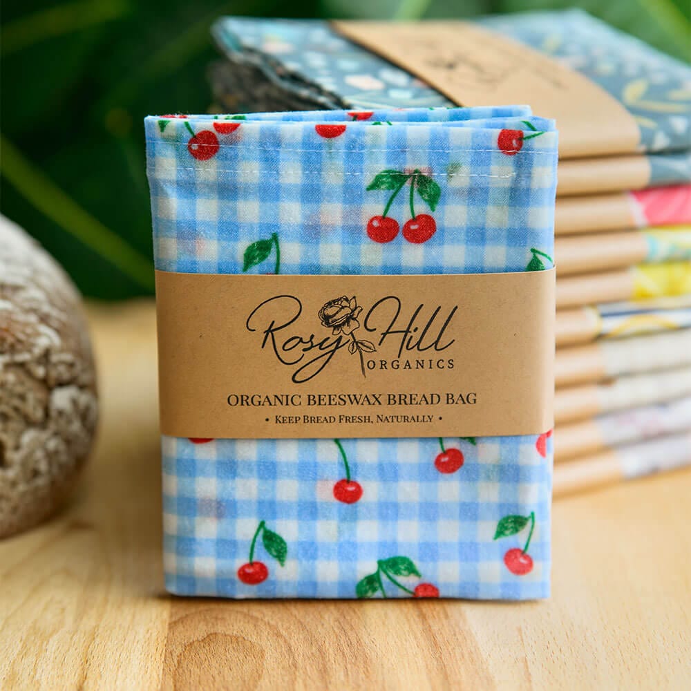 Organic Beeswax Bread Bag - Cherry Picnic