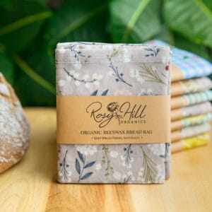 Organic Beeswax Bread Bag - Gray Poppies